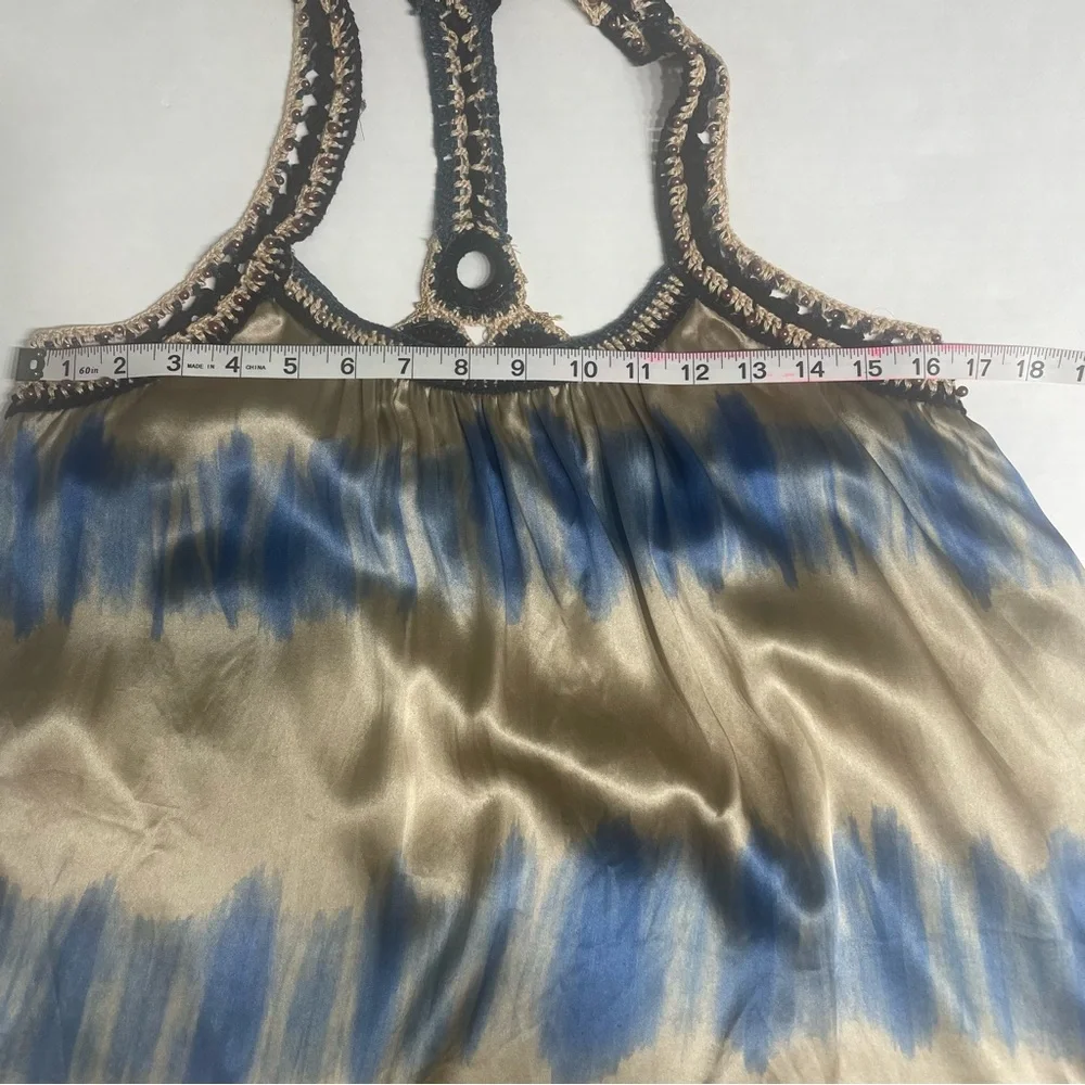 Devlin Anthropologie Crochet Boho Silk Tie Dye T Back Tunic NEW. Y2K. Size S. - Picture 11 of 12
